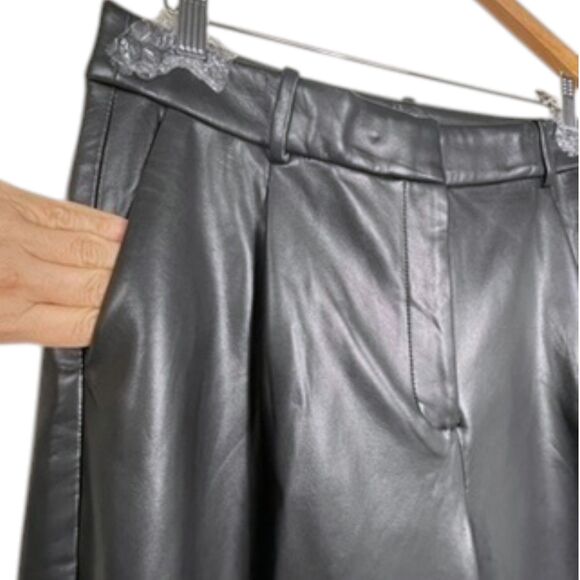 .Crew Faux Leather Straight Leg Pants Size 12 Black NWT - Picture 7 of 16